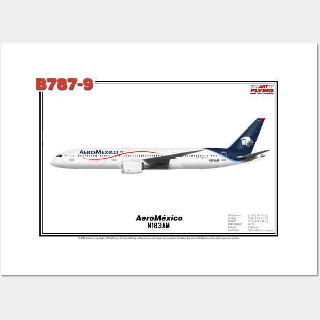 Boeing B787-9 - AeroMéxico (Art Print) Wall Art by TheArtofFlying